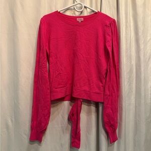 Francesca's Women's Pink Long Sleeve Bow Tie Back Women's sweater